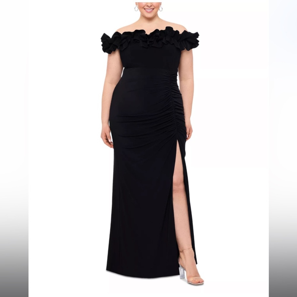 Xscape off shoulder gown